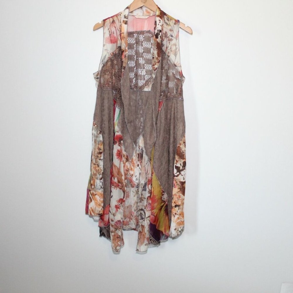 Soft Surroundings Sheer Crochet Adriana Open Vest Brown Women's Size OS H12785 - Picture 3 of 11